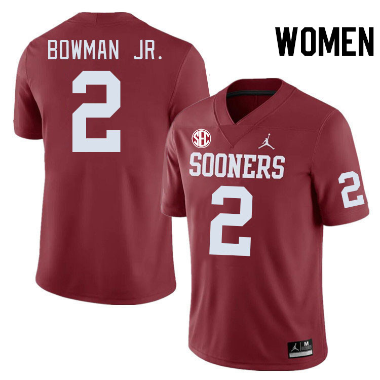 Women #2 Billy Bowman Jr. Oklahoma Sooners 2024 SEC Conference College Football Jerseys-Crimson